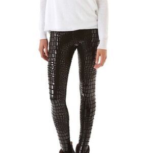 Aiko Black Duff Lacquered Croc Leggings Size Medium